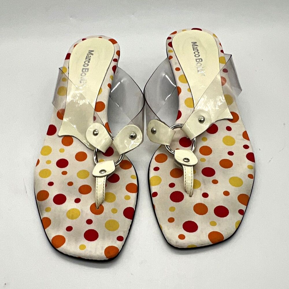 Marco Botti Multicolor Polka Dot Strappy Slip-On Kitten Heel EU 38